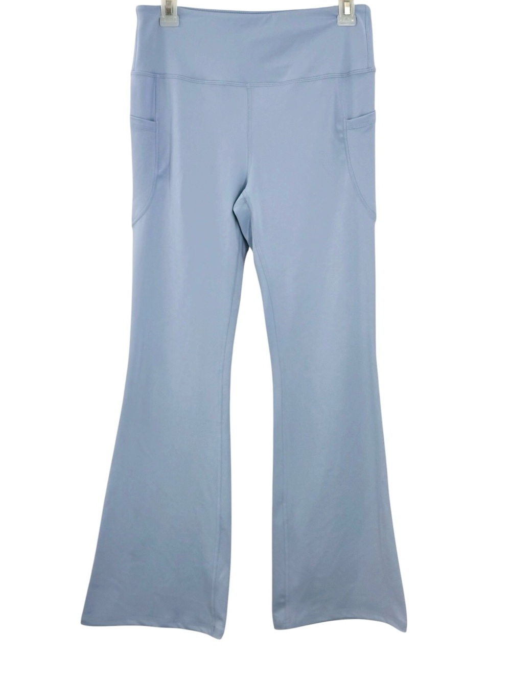 In Good State Light Blue High Rise Flare Yoga Pants Side Pockets Activewear